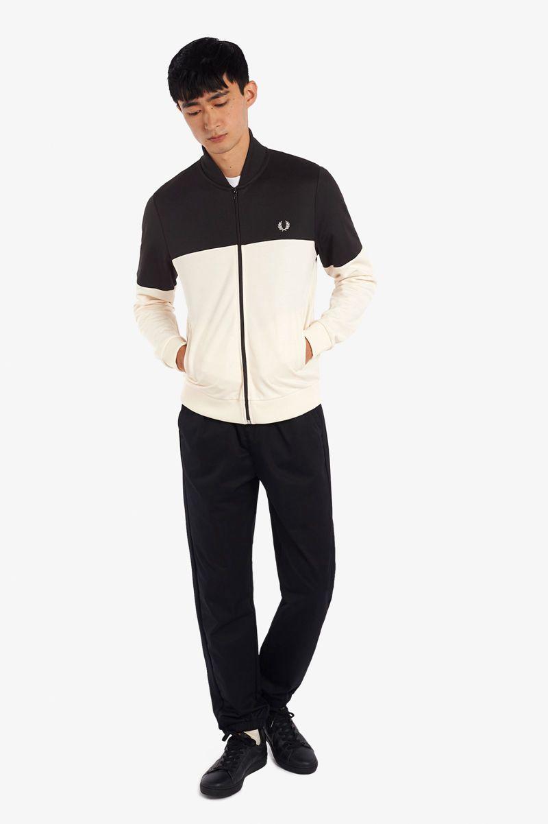 Black Fred Perry Colour Block Track Men's Jackets | PH 1188BEXC